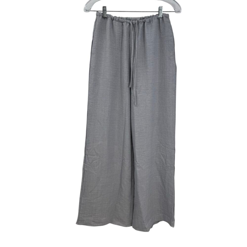Musera Wide Leg Pants XS Gray Lightweight Pull On Drawstring Coastal Beach